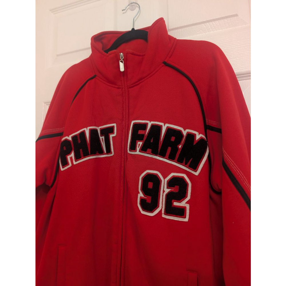 Vintage Y2K Phat Farm Red & Black Full-Zip Track Jacket M Hip Hop streetwear